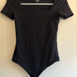 Nuuds Black Square Neck Bodysuit